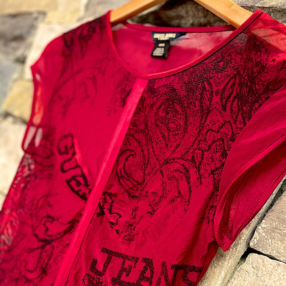 Guess Red Sheer Top